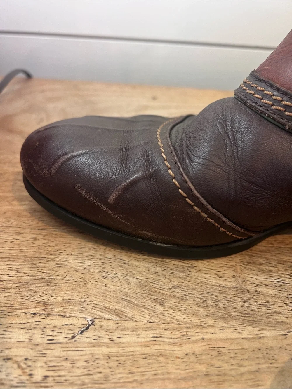 Ariat Two-Tone Brown Leather Pull-On Womens Vintage Work Boots Cabincore